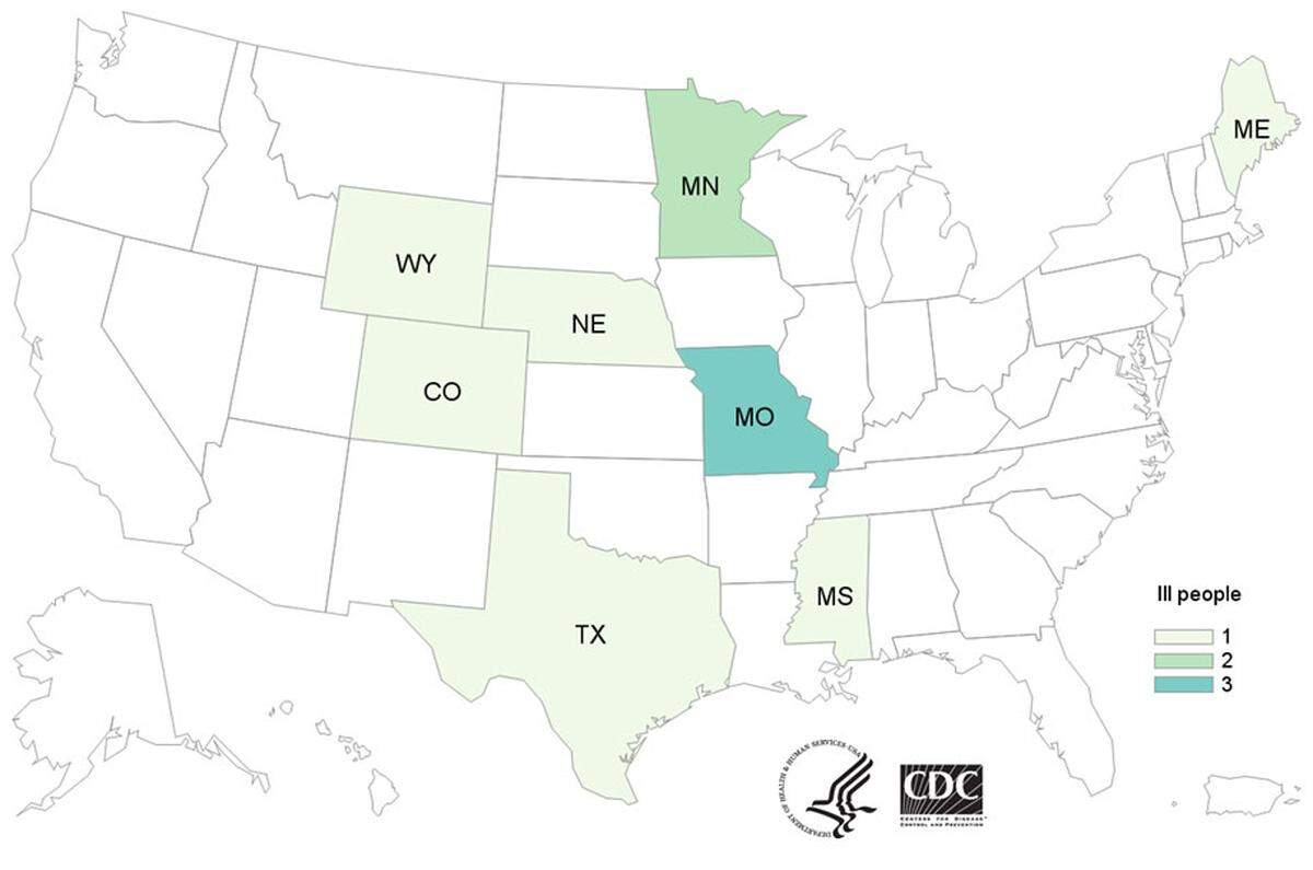 “People infected with the outbreak strain of Salmonella Typhimurium, by state of residence, as of January 23, 2019,” according to the CDC.