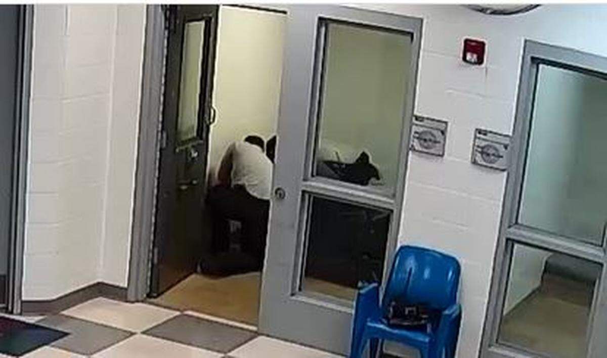 Cedric “CJ” Lofton, 17, after died in September 2021 after being taken into custody by the Wichita Police Department following a mental health crisis. Here, he is being restrained face down in a holding room at the Sedgwick County Juvenile Intake and Assessment Center.