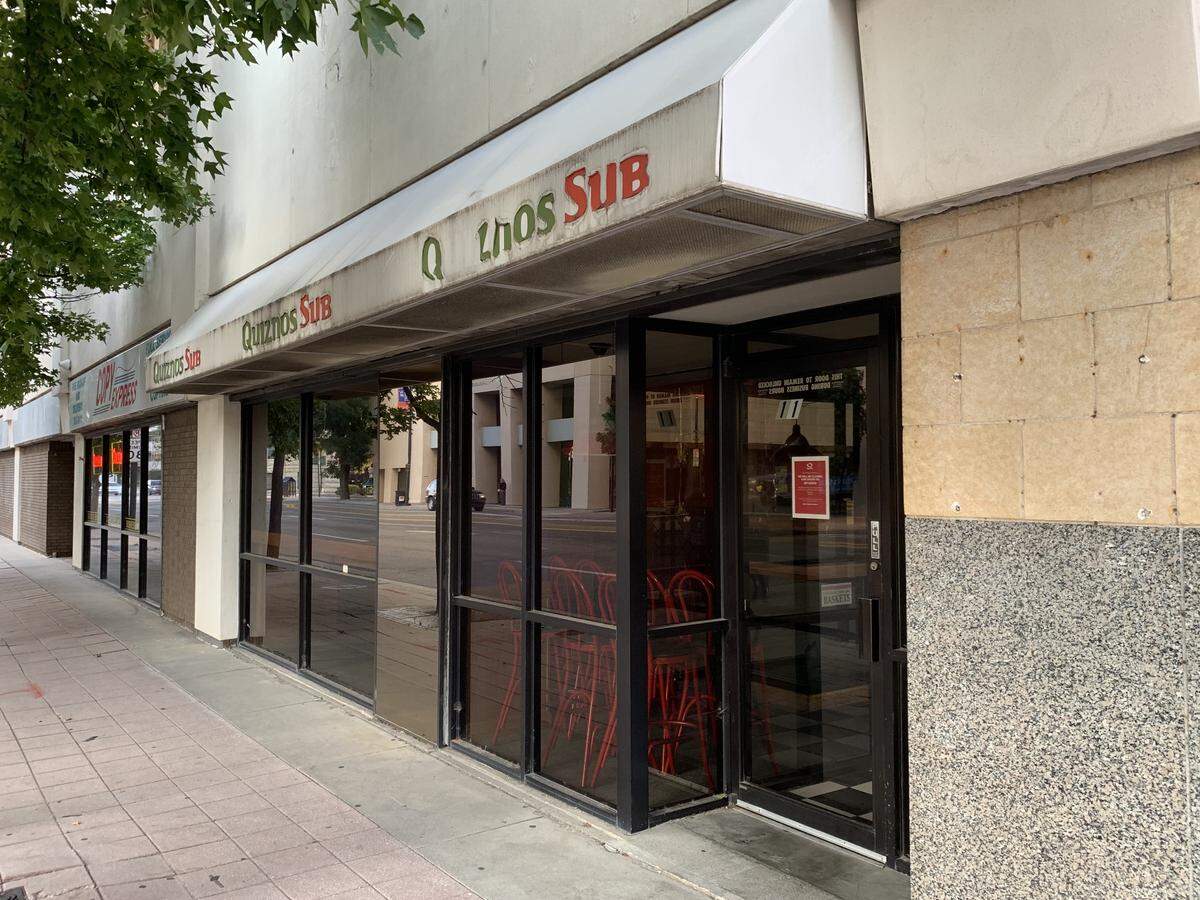 The Quiznos space at Douglas and Main is about to become a downtown Knolla’s.