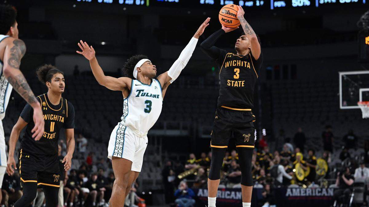 Wichita State’s Craig Porter lifts off for a jump shot against Tulane in a quarterfinals game in the American Athletic Conference tournament at Dickies Arena in Fort Worth on Friday night.