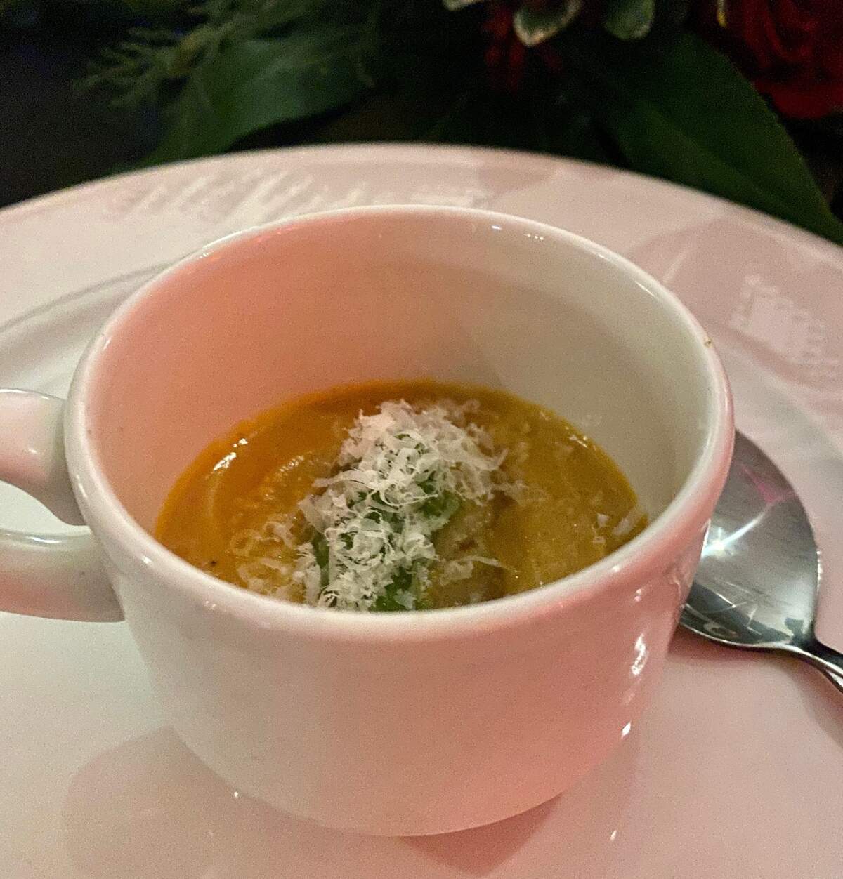 A Butternut Squash Soup with Bagna Vert was one of the eight courses served at a recent Chef’s Collective Dinner at Wichita’s Odd Fellow Hall.