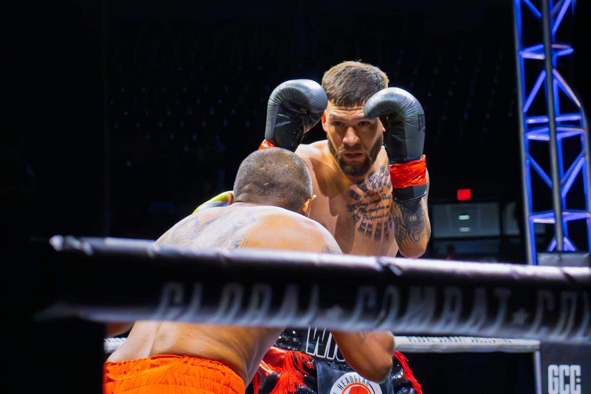 Nico Hernandez faces off Robert Ledesma during “Legacy Reloaded,” a boxing event held at Koch Arena on June 27. Hernandez defeat Ledesma and improved to 12-0 (5 KOs).