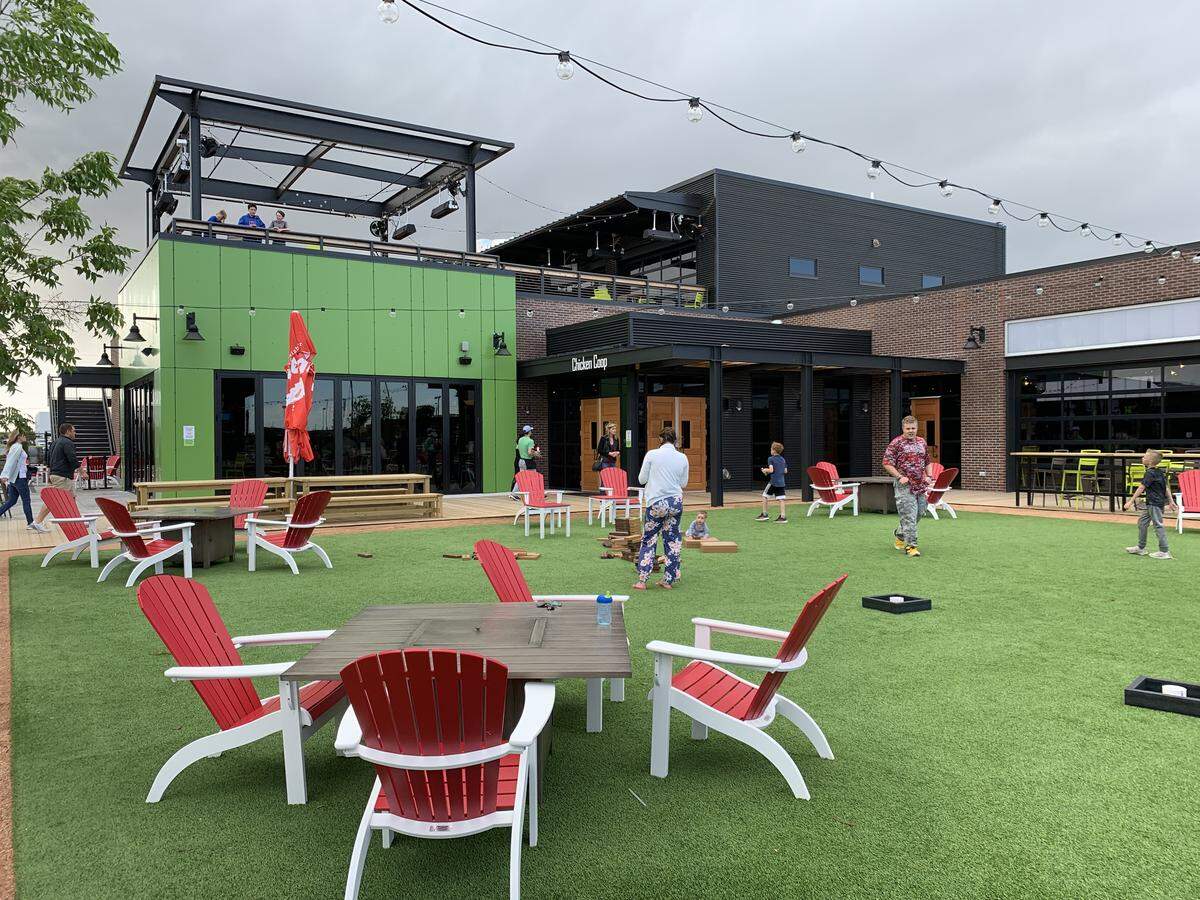 The new Chicken N Pickle in Wichita has so many places to hang out, drink and dine outdoors, you’ll have trouble choosing one.
