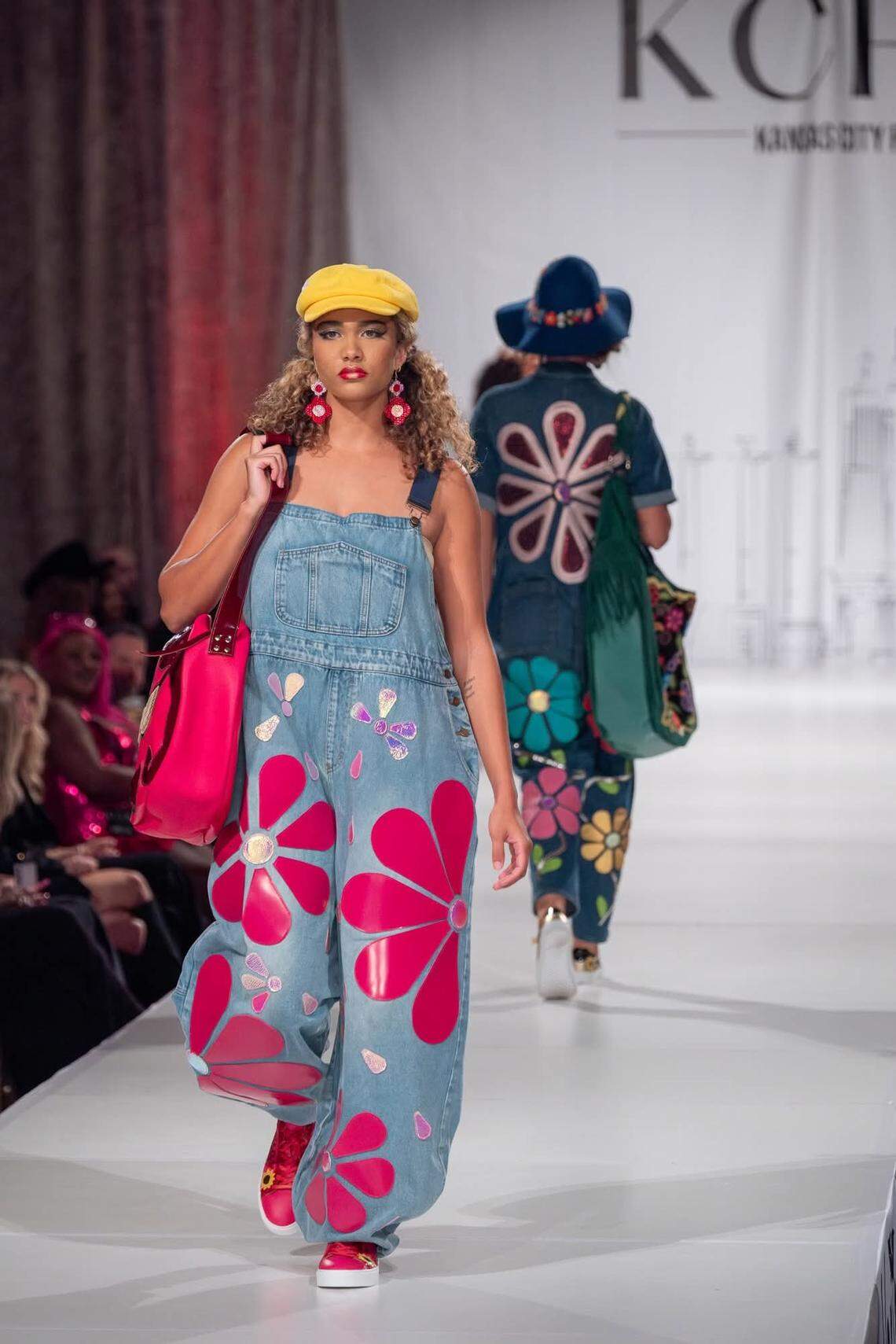 A model shows Wichita designer Aida Stenholm’s work at Kansas City Fashion Week.