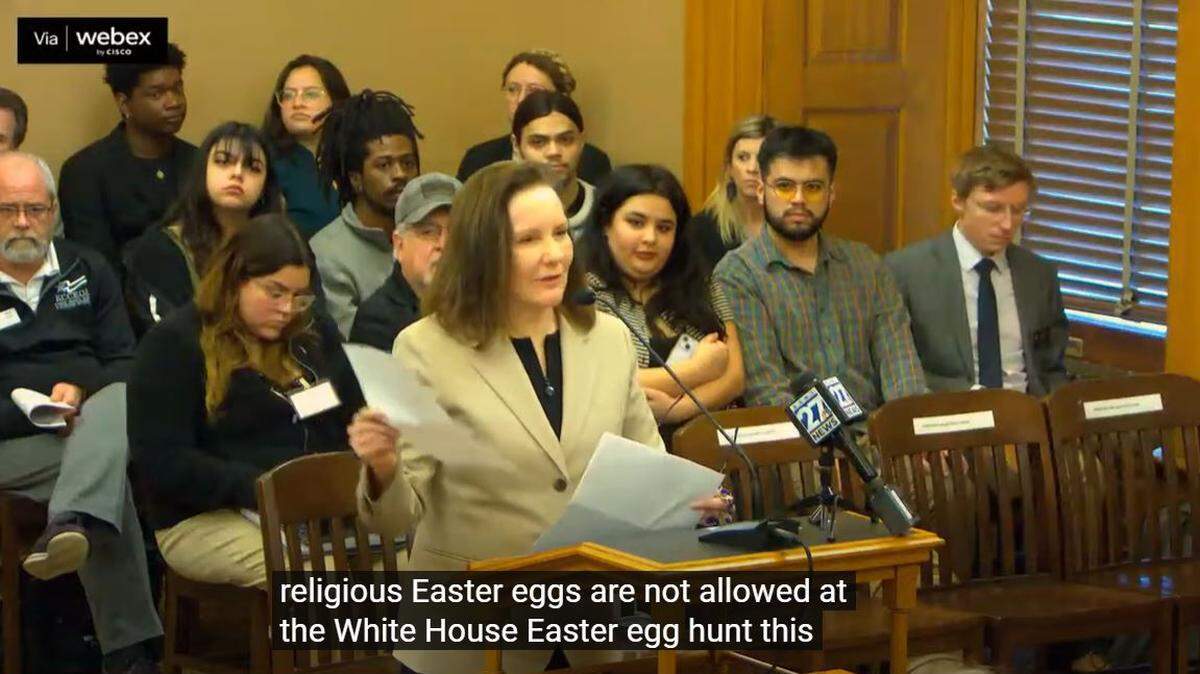 Johnson County Commissioner and former state legislator Charlotte O’Hara shared an internet fiction about Easter eggs during a hearing on mail voting at the Kansas Statehouse.