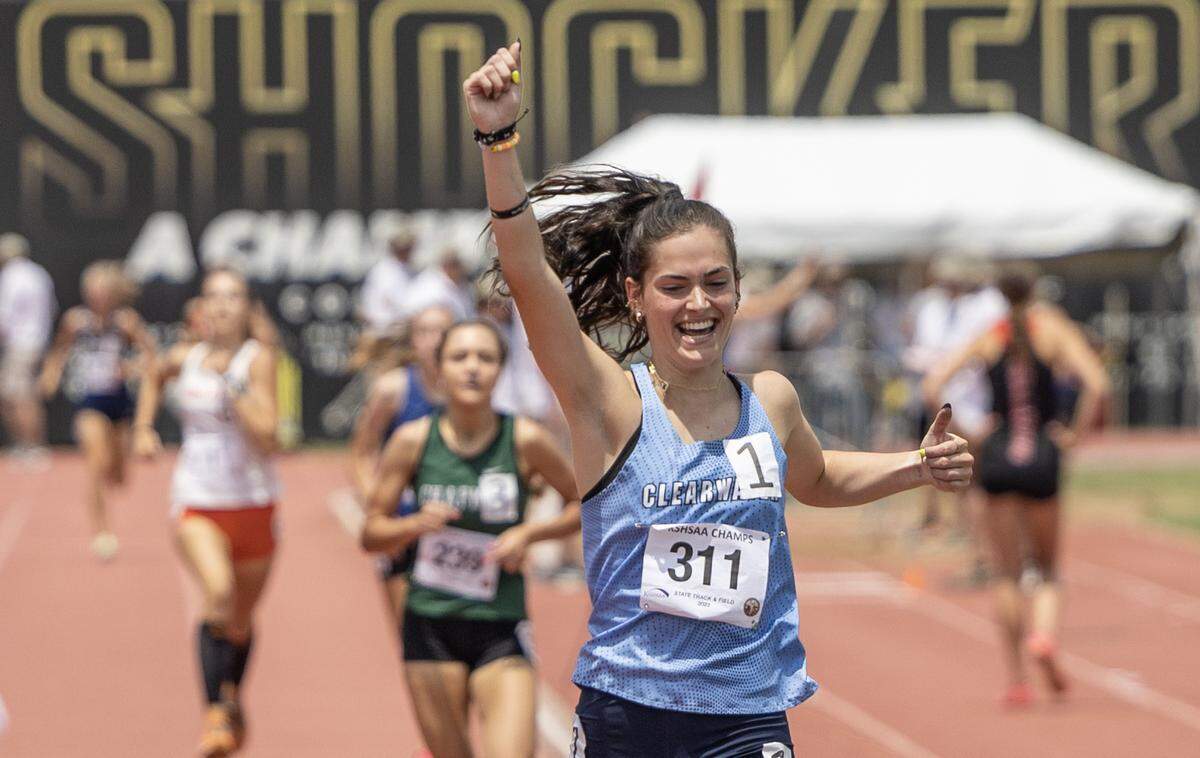 Haley Trotter of Clearwater won the 4A 1600 meter run during the Kansas track and field championships at Cessna Stadium on Saturday.