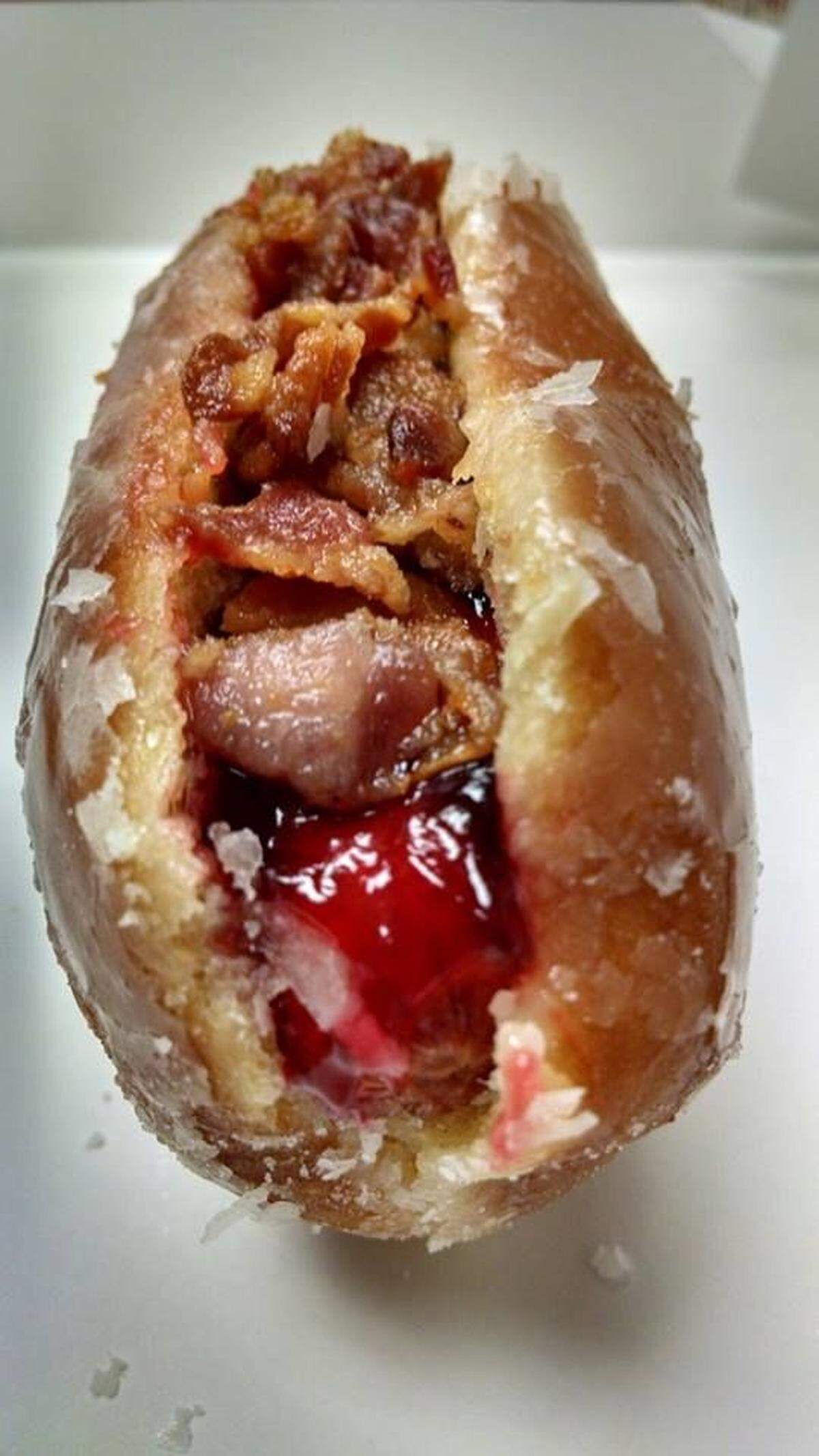 A hot dog in a jelly doughnut. Why not?