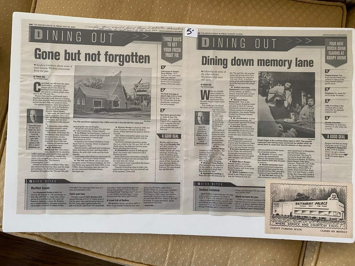 Mounted articles Denise Neil found at a recent estate sale included a postcard featuring once loved restaurant White Cliffs of Dover.