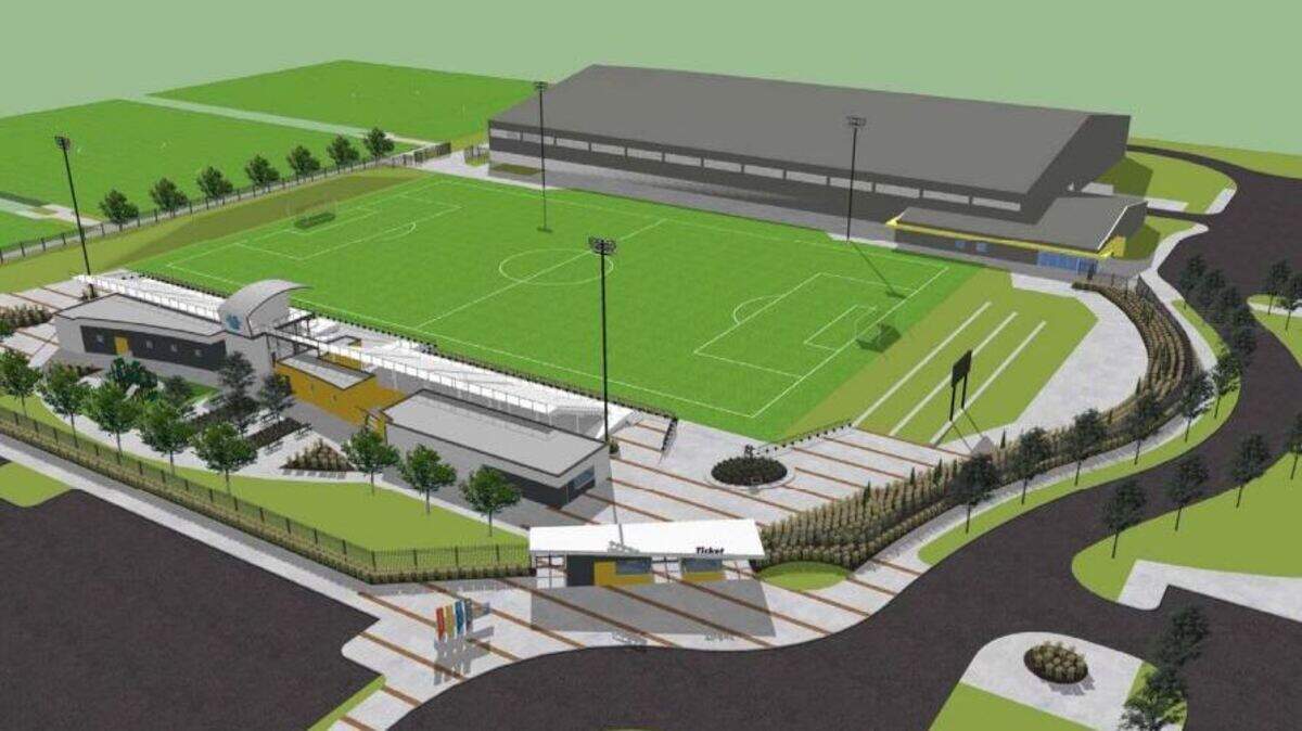 Artist’s conception of Stryker Sports Complex stadium and indoor facility.