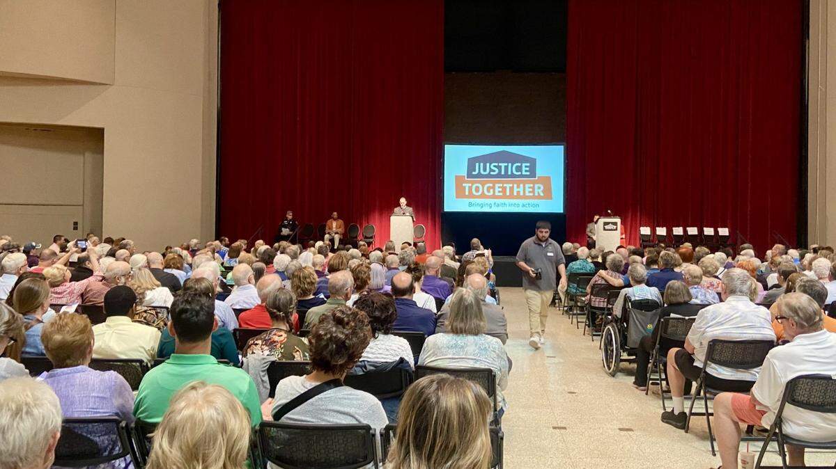Hundreds of Wichitans gathered Thursday evening to hear about Justice Together’s policy initiatives regarding homelessness and mental health in Sedgwick County.