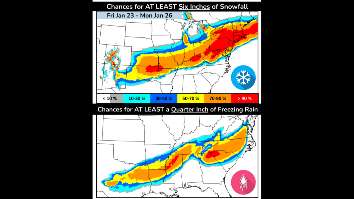 Latest forecast shows snow predictions in Kansas, concern for ice storm elsewhere
