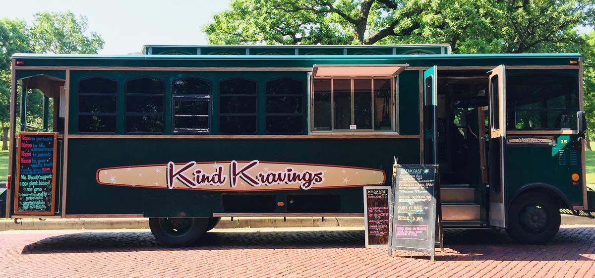 Vegan food truck Kind Kravings has made its new home in this converted trolly bus.