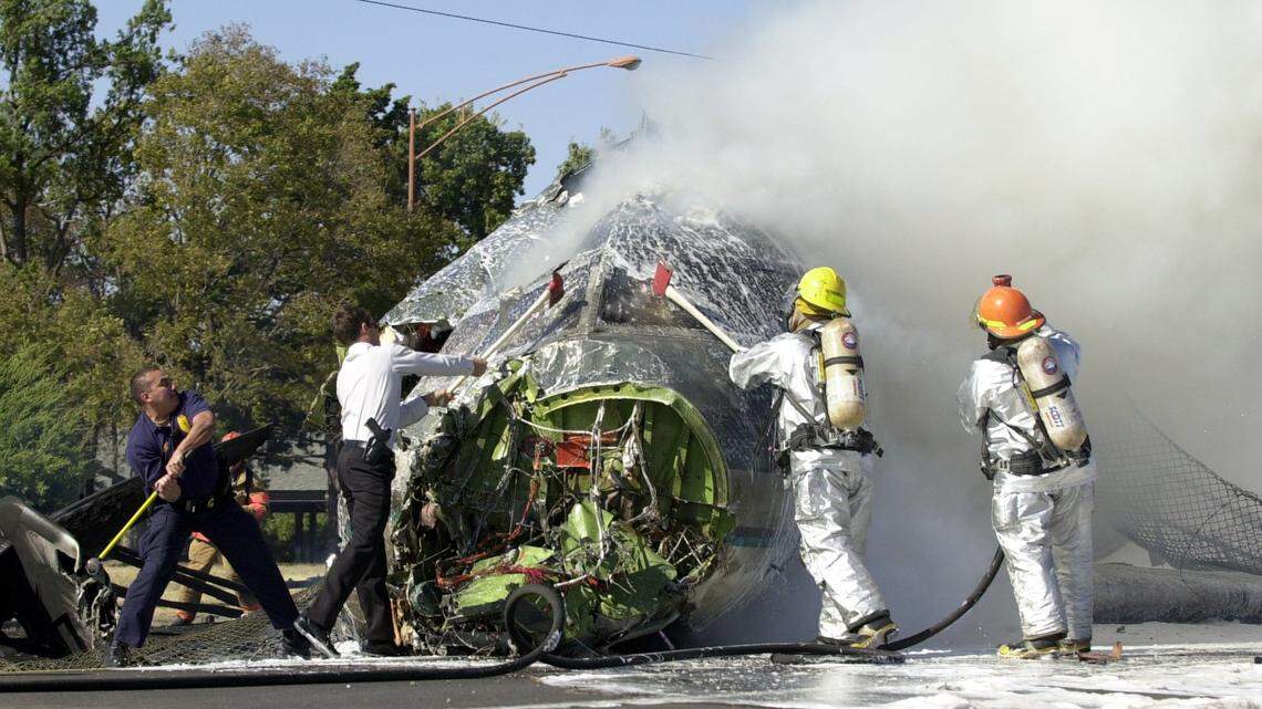 Bryan Irelan, 33, and flight engineer David Riggs, 48, died inside the Bombardier Challenger 604 after it crashed at Mid-Continent Airport on October 10, 2000. Co-pilot Eric Fiore, 43, died 36 days later in the burn unit of Via Christi Medical Center-St. Francis.    
