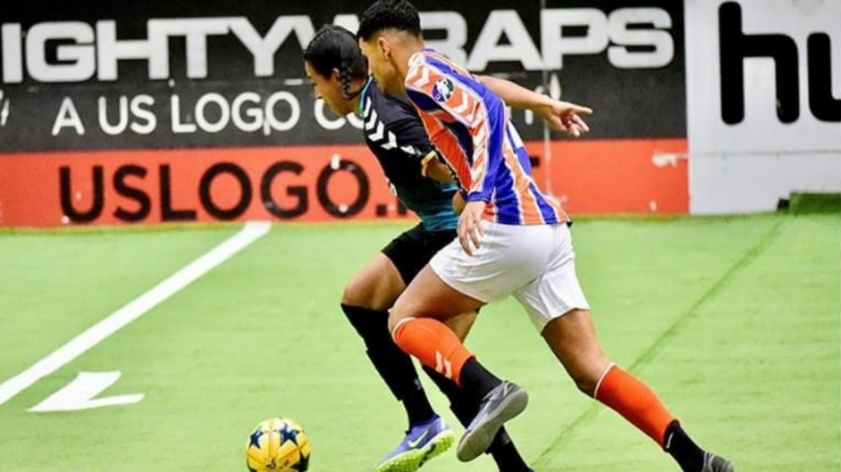 Wichita Wings forward David Lucio runs down a player on the Omaha Kings in a 7-6 victory at Hartman Arena on Sunday.