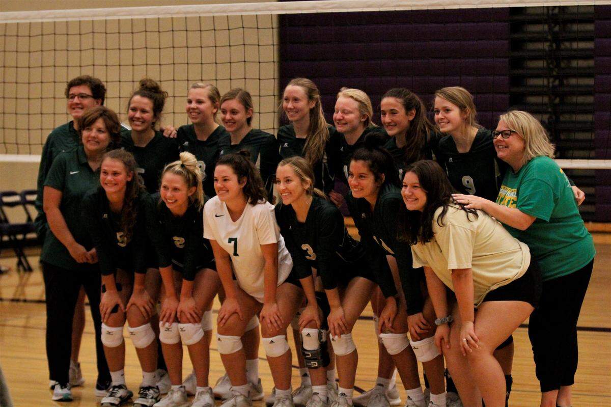 Bishop Carroll volleyball team poses after winning the 2019 Valley Center Volleyball Invitational.