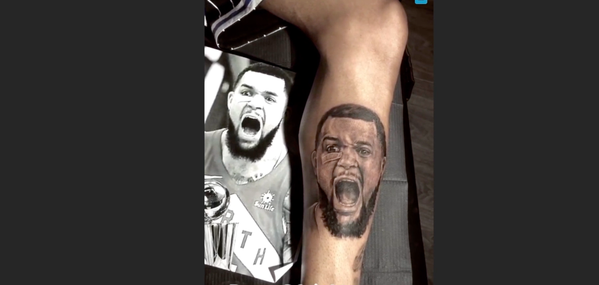 A Toronto Raptors fan recently had Fred VanVleet’s face tattooed on his leg at FY Ink Tattoos in Toronto.