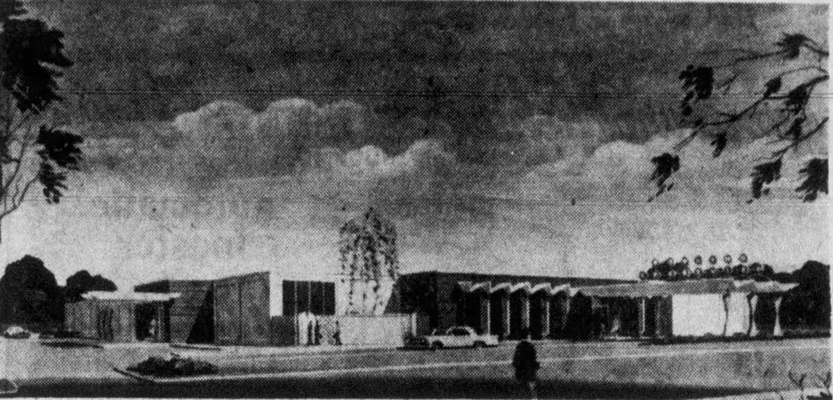 A drawing shows plans for the Crestview Bowling Center, which opened at 21st and Woodlawn in 1961, just as bowling was booming across the country and in Wichita.