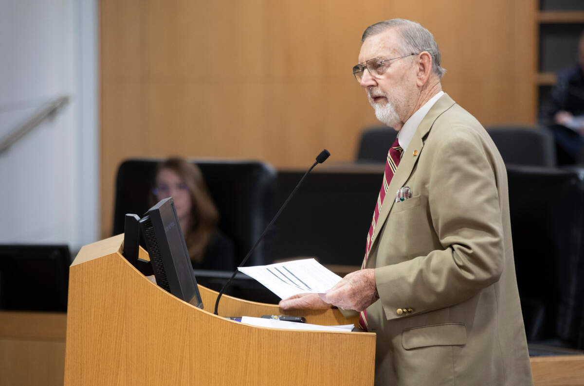Walt Chappell, vice chairman of the Wichita Racial Profiling Advisory Board, speaks before the Wichita City Council in December 2019.