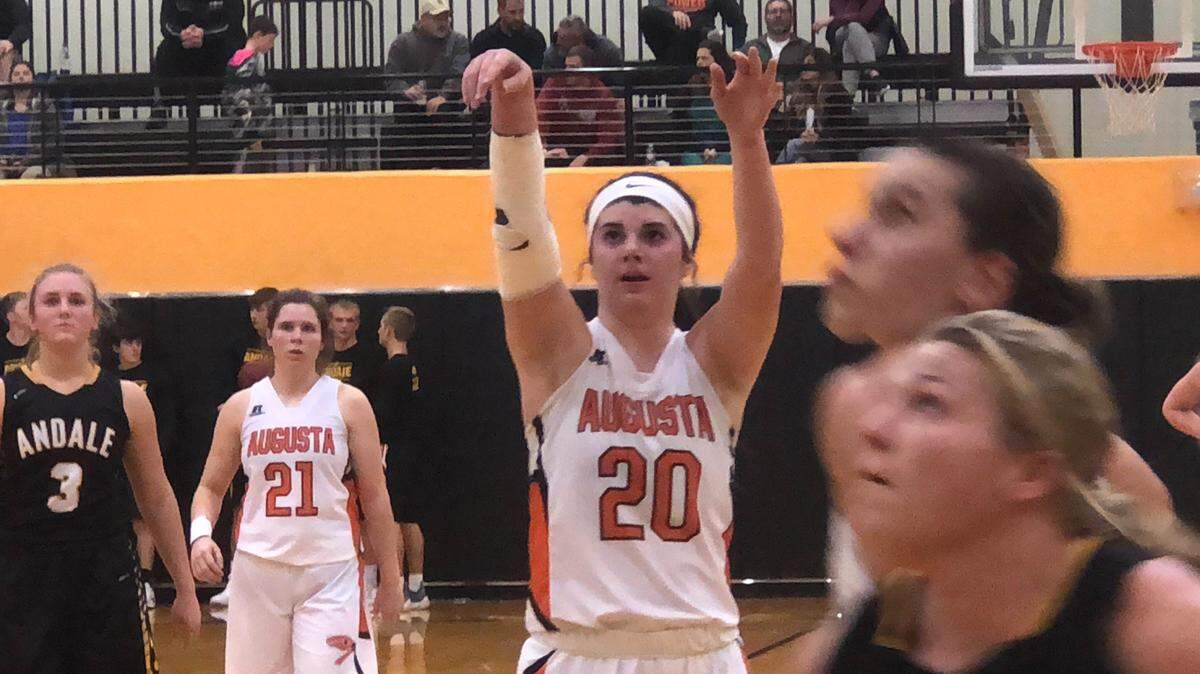 Augusta’s Jayden Marlnee shoots a free throw during the Orioles 49-37 home win against Andale, the No. 8 team in Class 4A, according to the Kansas Basketball Coaches Association.