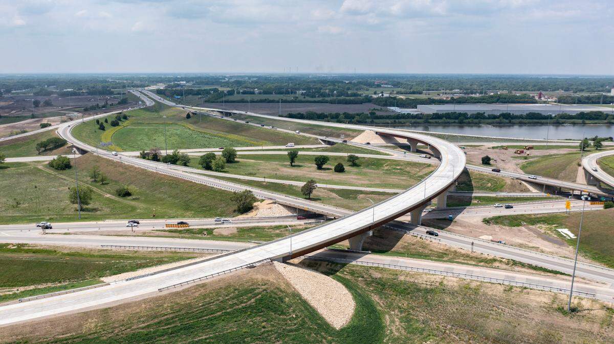 The new interchange connecting drivers on northbound I-135 to southbound I-235 is slated to open Wednesday, May 31.