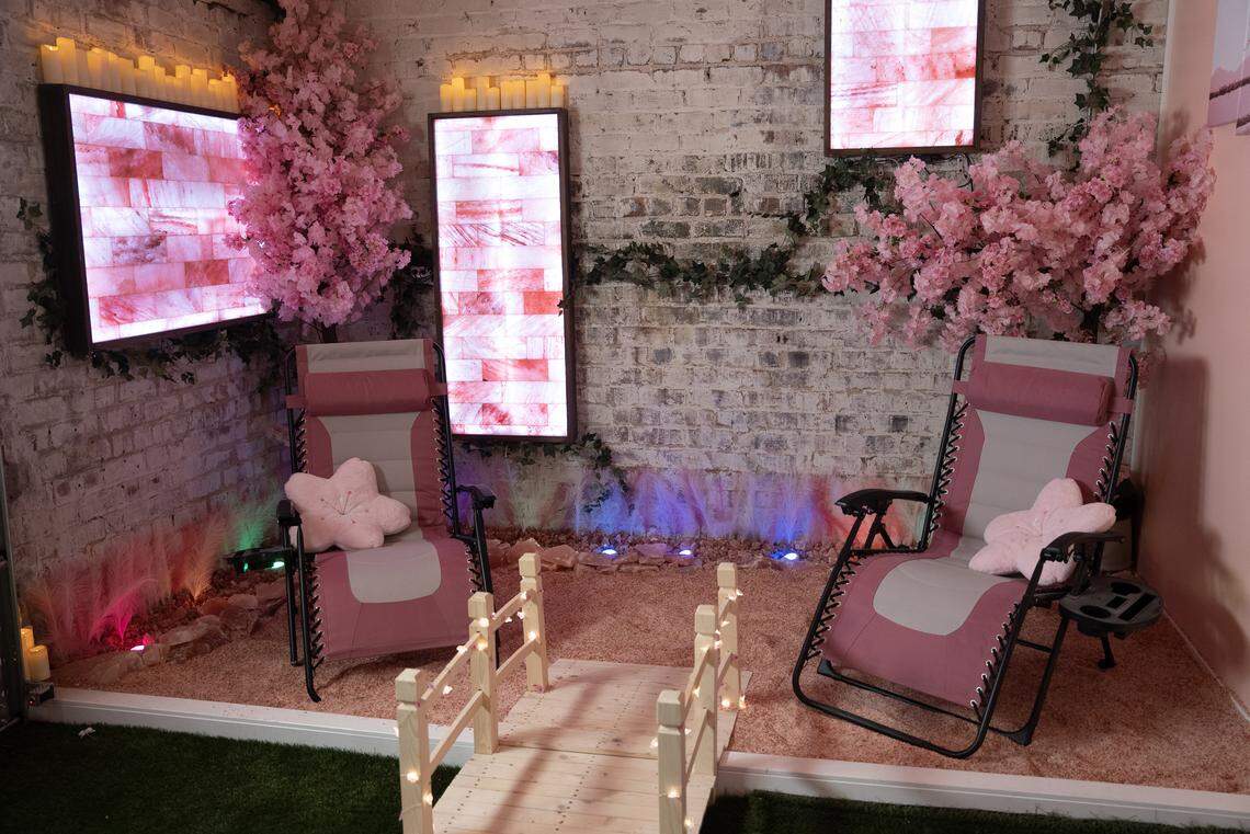 Part of the pink Himalayan sea salt room at the new Connect with Source downtown.
