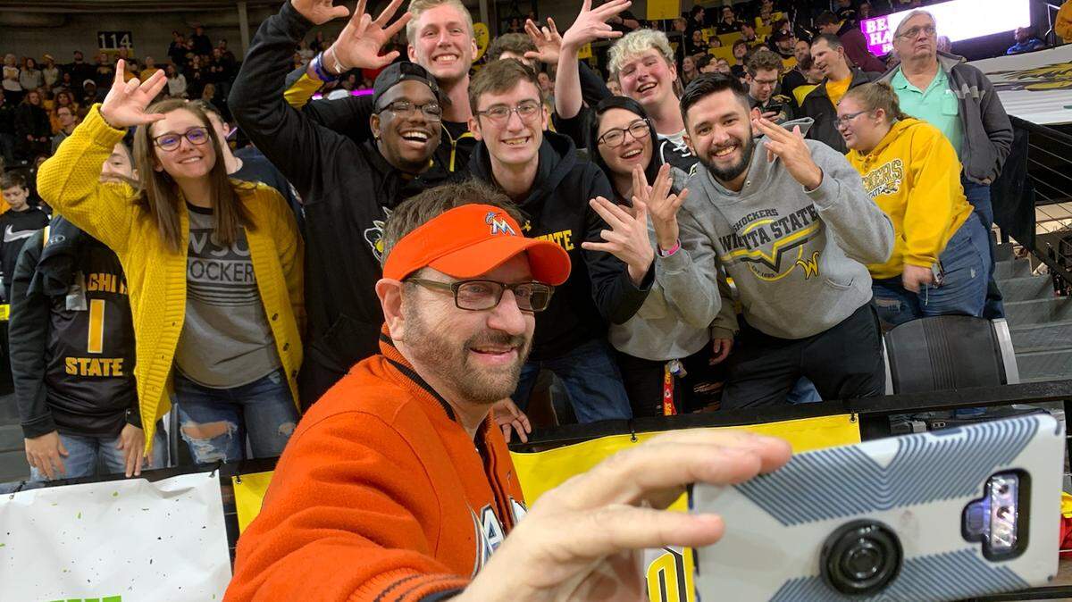 Laurence Leavy, more commonly known as Marlins Man, attended Wichita State’s 72-69 victory over Temple at Koch Arena on Thursday. He said he will be back in Wichita on April 14 for the Wind Surge’s home opener.