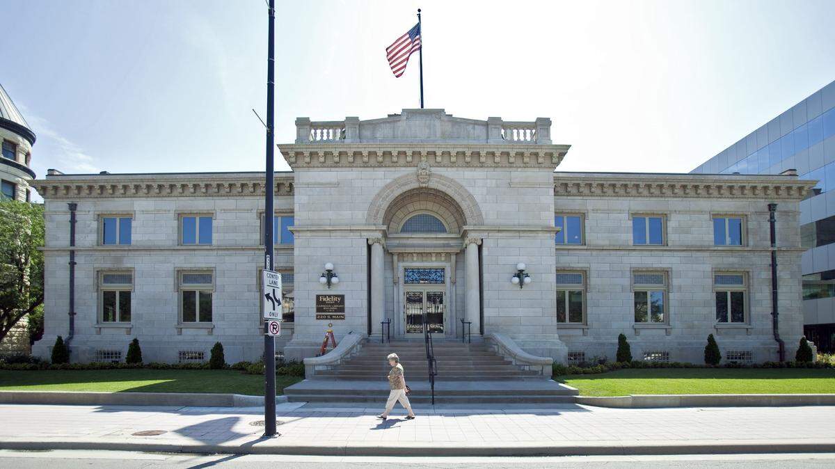 The building at 220 S. Main in Wichita was originally a Carnegie Library. It later became the Omnisphere, a children’s science center, and now houses commercial loan operations of Fidelity Bank.