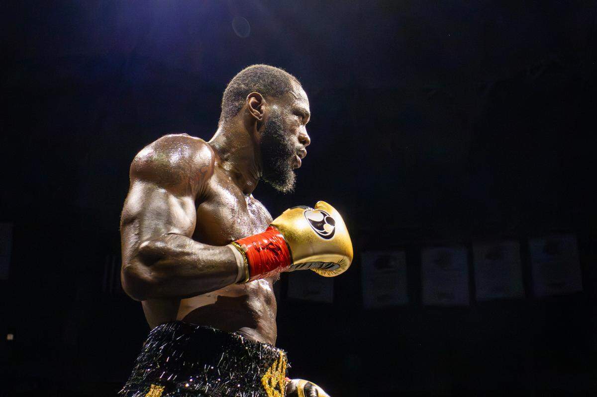 Deontay Wilder stares down Tyrrell Herndon during their 10-round match. Wilder and Herndon were the headliners for the “Legacy Reloaded” boxing event.