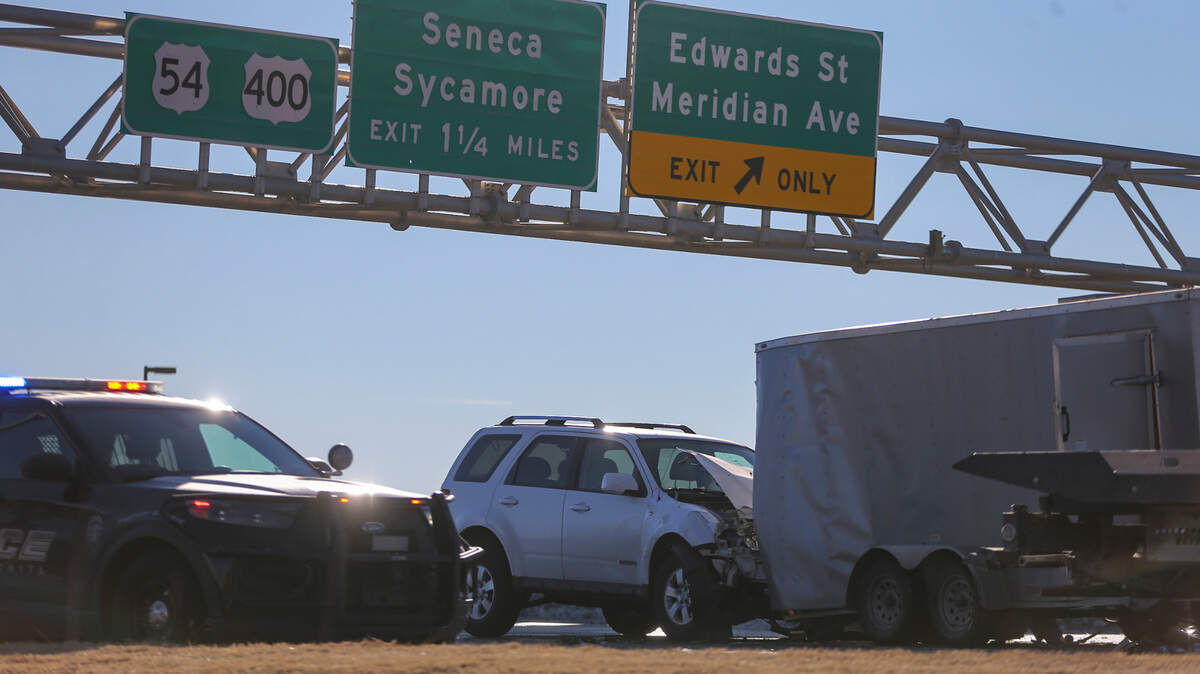 A multi-car accident on westbound Kellogg closed down traffic completely in the westbound lanes. It was part of a spike in accidents around the city on Tuesday morning.