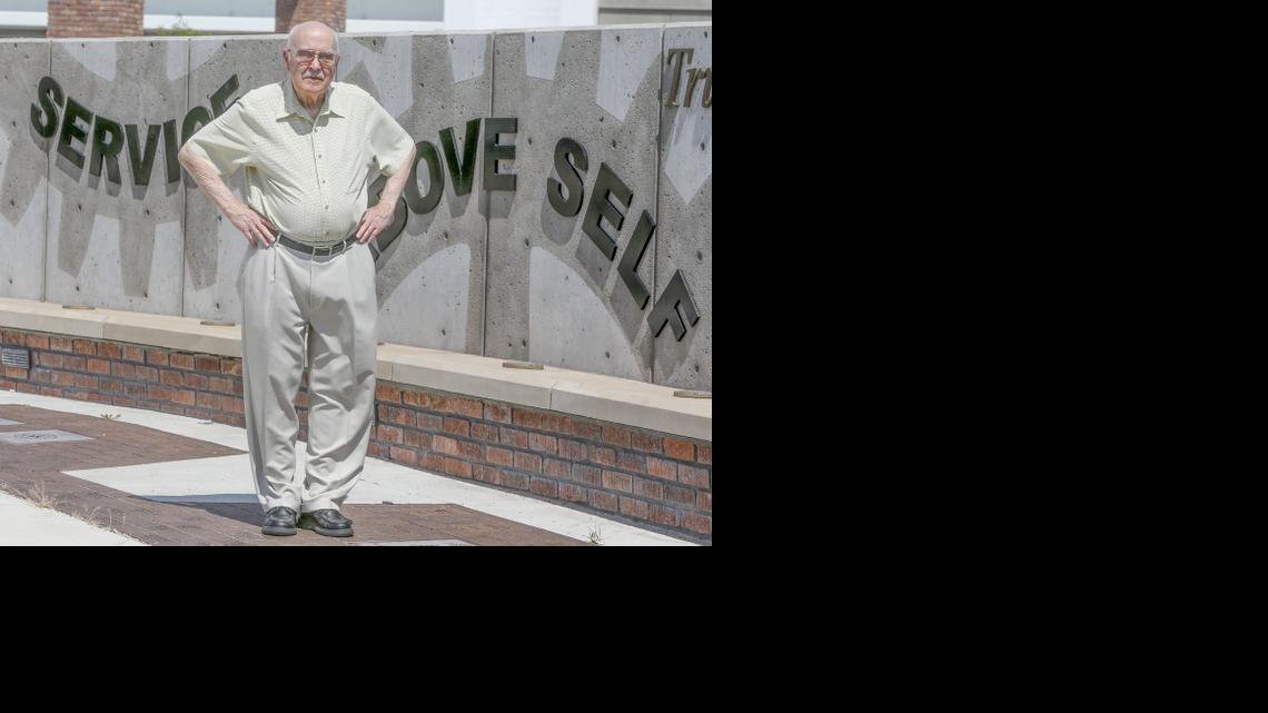 Dave Marteney recently received the Service Above Self honor from the Wichita downtown chapter of the Rotary Club, of which he has been a member for nearly 50 years. Photographed at the Rotary Park in downtown Wichita. (July 25, 2014)

