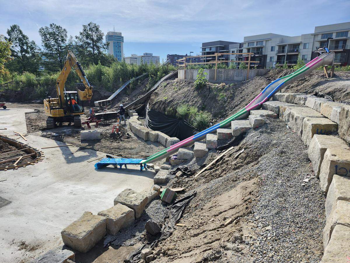 Construction of 10 new playgrounds is in earnest at Exploration Place, and though work likely will be finished this year, the outdoor areas won’t open to the public until a March grand opening.