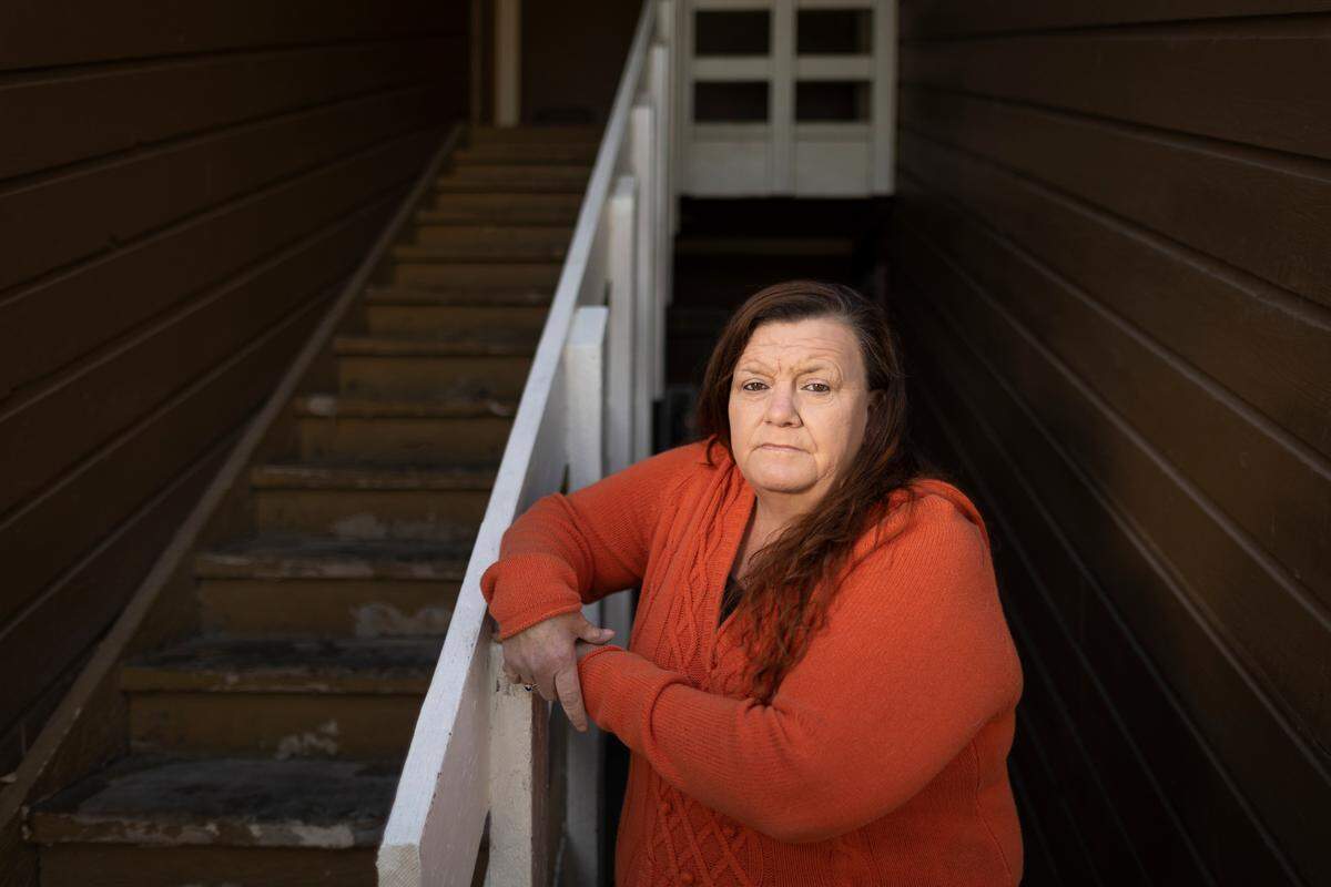 Melissa Behrens was using the city’s emergency rental assistance program to help pay her rent at Water’s Edge apartments. She is a bartender who was hit hard during COVID. She has received notice that she is being evicted despite the rental assistance.