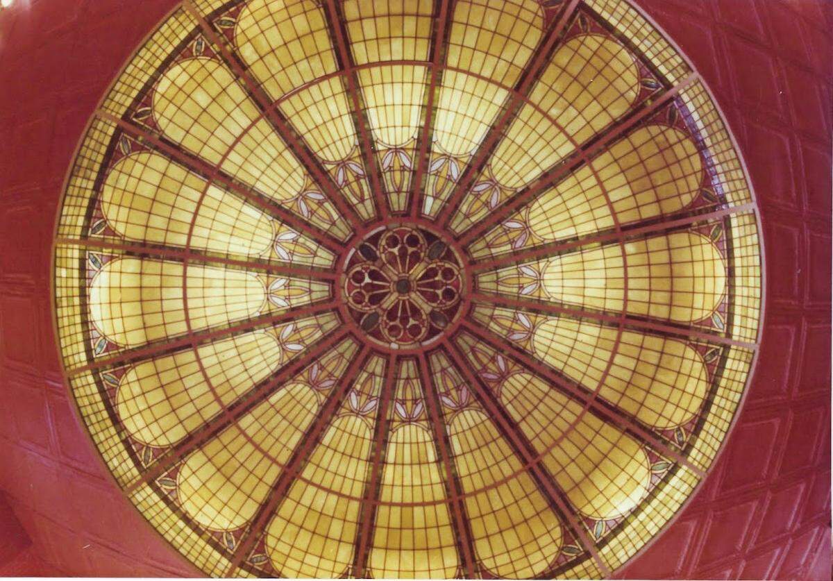 Looking up at the glass dome in The Looking Glass in the 1970s