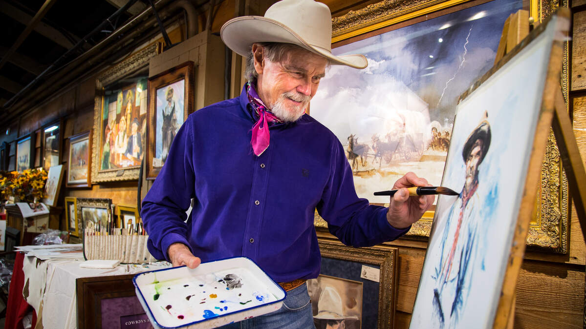 Film and television actor and watercolor artist Buck Taylor at the Silver Dollar City National Crafts & Cowboy Festival.  The festival runs through Oct. 27 and includes 125 craftsmen, an old-fashioned barn dance and chuck wagon cooking.