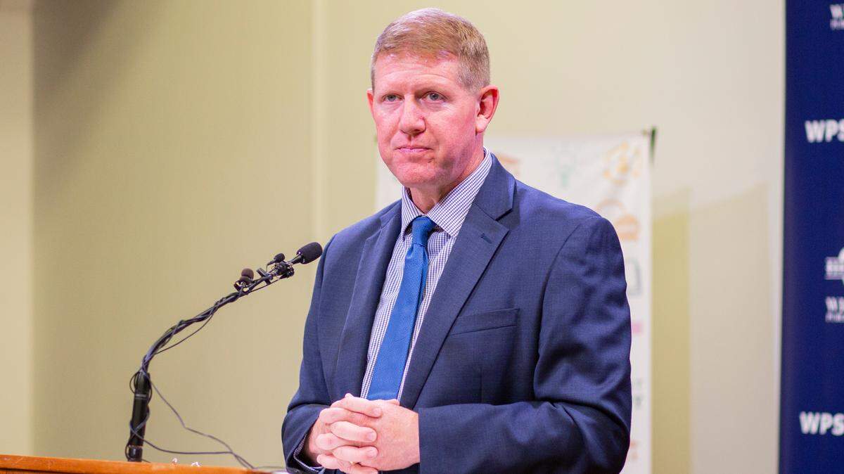 Kelly Bielefeld, Wichita Public Schools superintendent, speaks to Wichita media on June 10 about the first step in a facilities master plan, which is expected to cost $450 million.