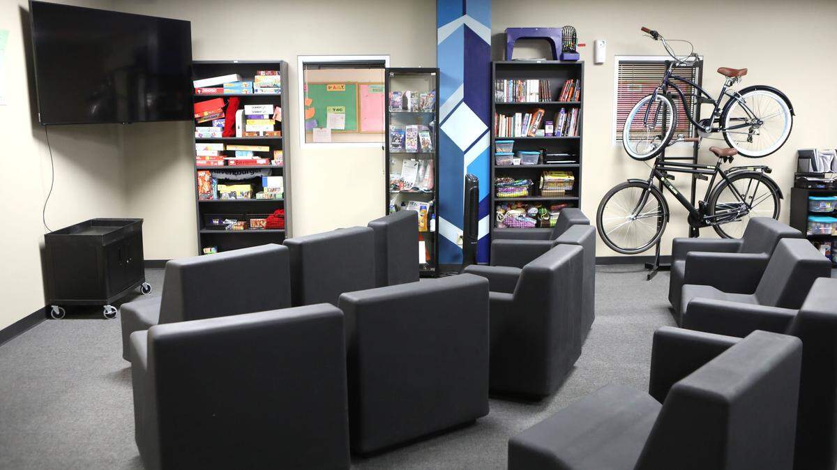 On display at the Sedgwick County evening reporting center are incentives youth can earn. They include bicycles, video game consoles (in glass display case), gift cards and other high-priced items. The use of incentives reflects a shift in the juvenile justice system.