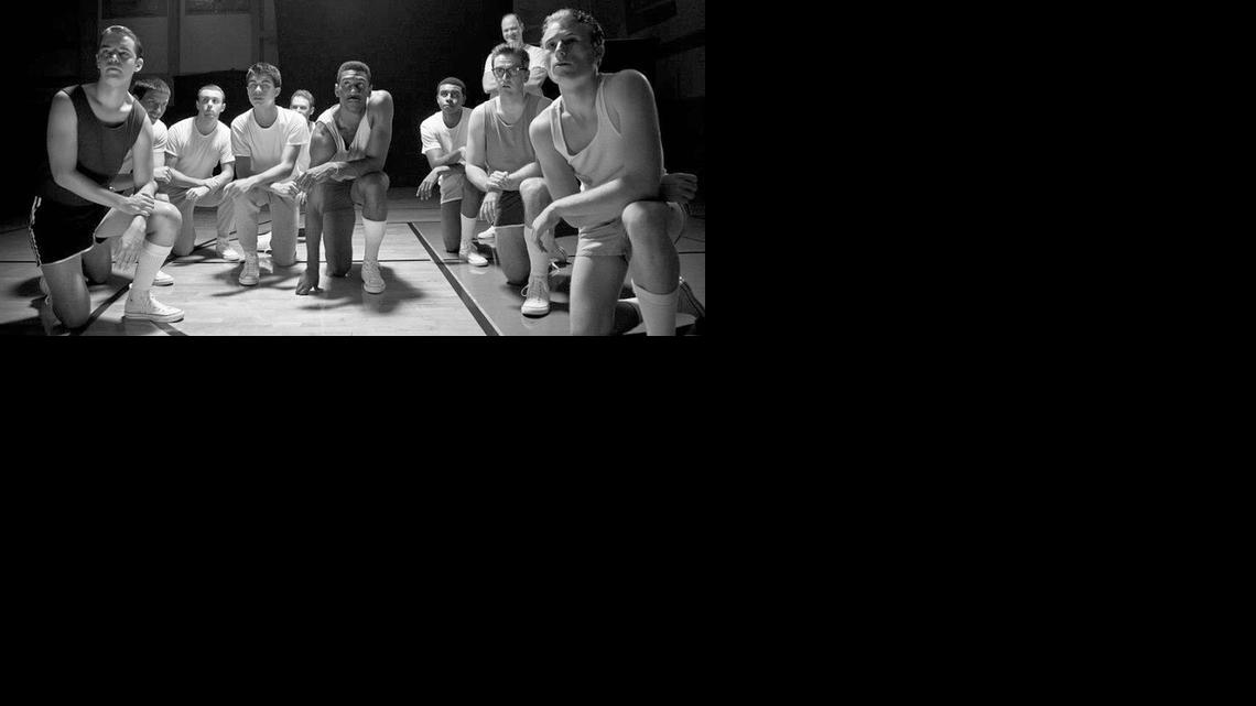 “Jawhawkers” explores the effect that basketball legend Wilt Chamberlain (played by real-life KU basketball player Justin Wesley, center) had on Lawrence and the history of basketball.

