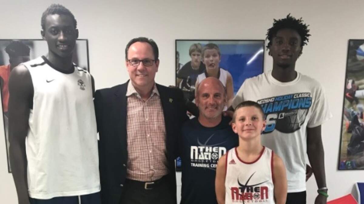 Abdou Ndiaye (left) is one of the fastest rising prospects in the 2018 recruiting class. Wichita State coach Gregg Marshall took his private jet to visit with the 6-foot-10 native of Senegal on Wednesday.