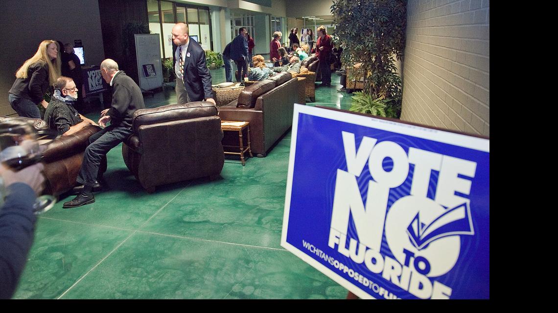 Wichitans Against Fluoridation gather at Office This for election night returns Tuesday, Nov. 6, 2012.
