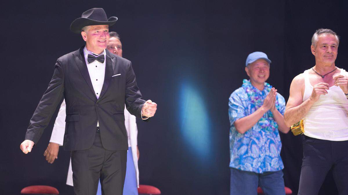 He may have complained about having to do a striptease act, and claimed he’d never do it in Wichita, but Chock Chapple, left, seemed pretty happy performing for Joan Vassos on episode four of “The Golden Bachelorette.”