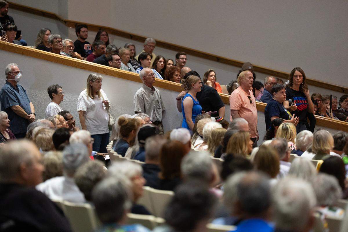 Long lines of Wichita voters formed to ask Rep. Maxwell Frost questions during Sunday’s town hall.
