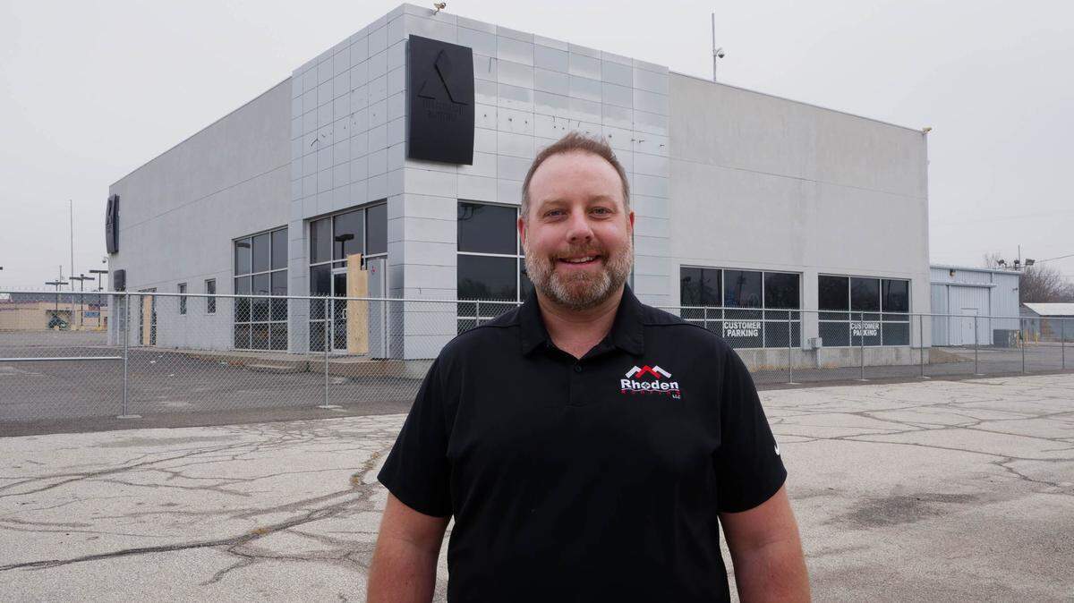 John Rhoden is moving his Rhoden Roofing to the former Mike Steven Mitsubishi space on East Kellogg just east of Kellogg and Woodlawn next year. The prominent space is a huge leap in size for the business.