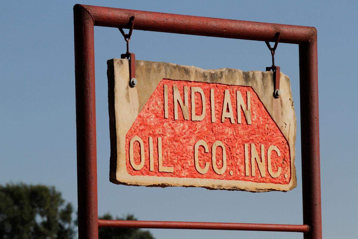 An Inian Oil Company Inc. sign on the Southeast side of Medicine Lodge, Kansas. (Sept. 27, 2018)