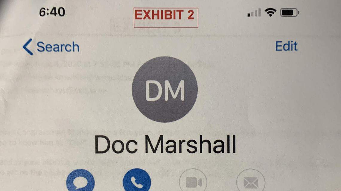 How Rep. Roger Marshall is listed on the iPhone of lobbyist Riley Scott.