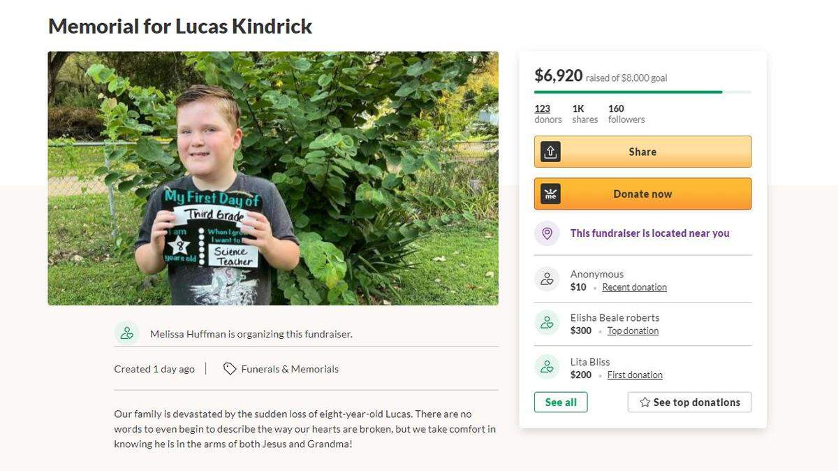 Lucas Kindrick, 8, drowned in a swimming pool at a Wichita home on Friday.
