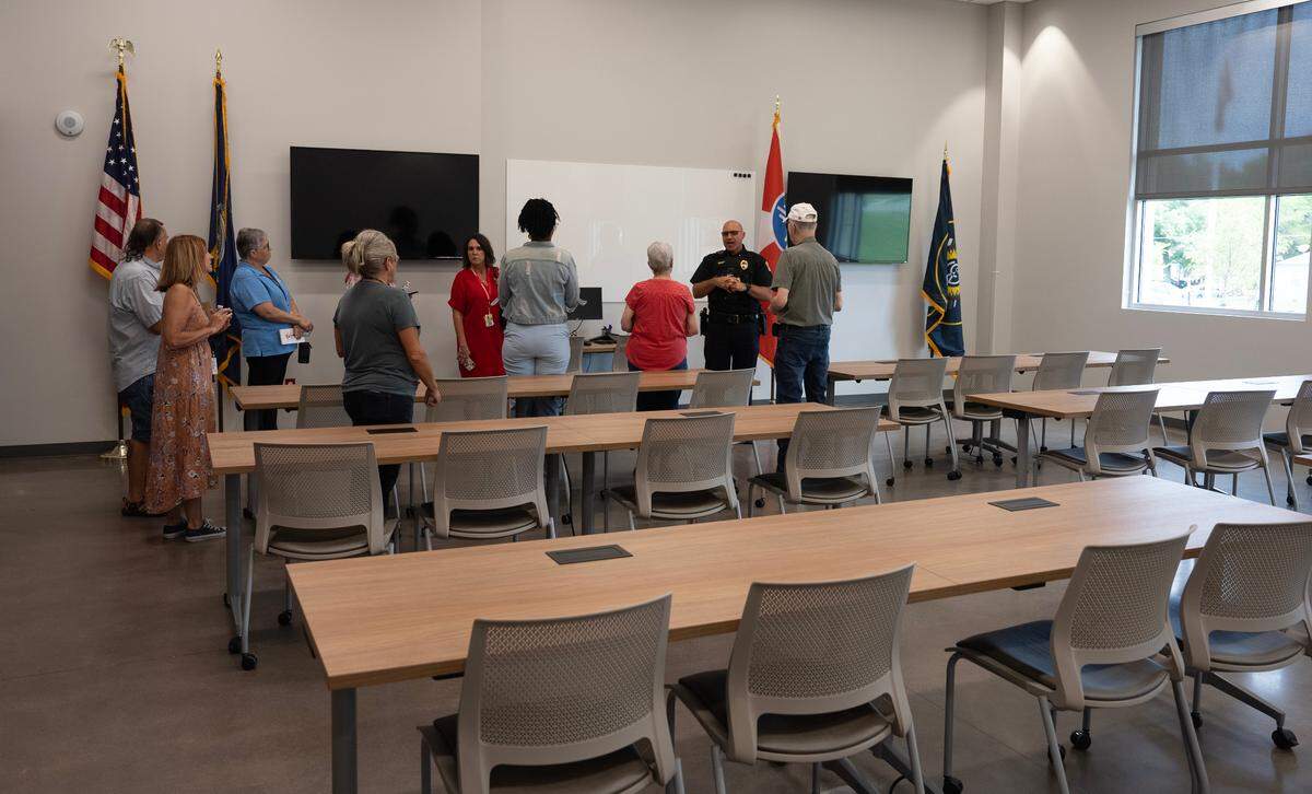Community members tour the Wichita Police Department’s new Patrol East Bureau at 5215 E. Lincoln.