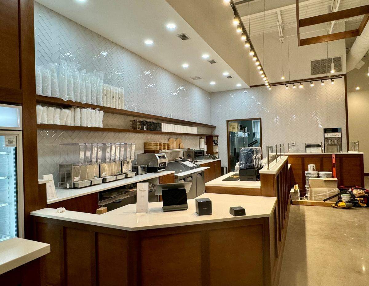 The dining room at the soon-to-open Toastique is bright and clean and features seating for 26.
