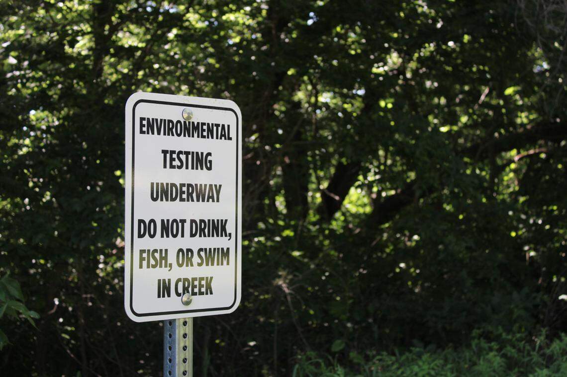 A sign in Dr. Glen Dey Park, which is just south of the pollutant spill at 29th and Grove.