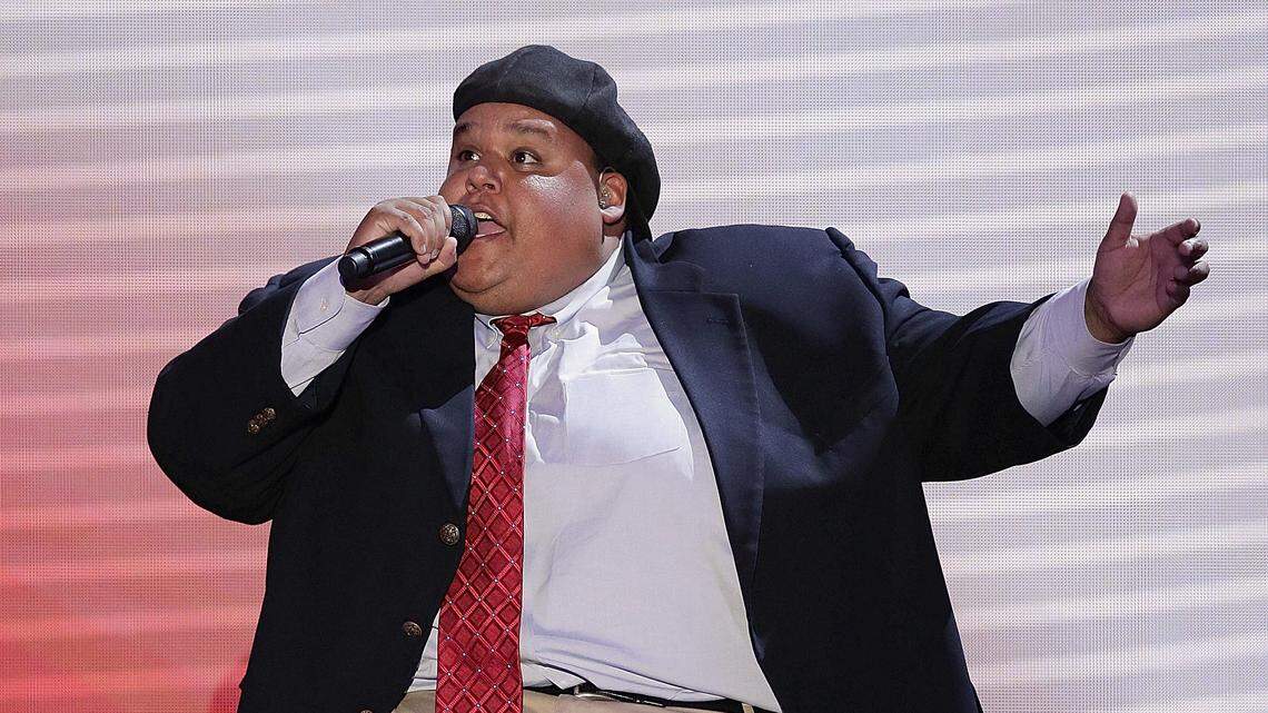 FILE - In this Aug. 28, 2012, file photo, Neal Boyd sings during the Republican National Convention in Tampa, Fla. Boyd, an opera singer who won NBC's "America's Got Talent" and dabbled in Missouri politics, died Sunday, June 10, 2018, at his mother's house in Sikeston, Mo. He was 42. (AP Photo/J. Scott Applewhite, File)