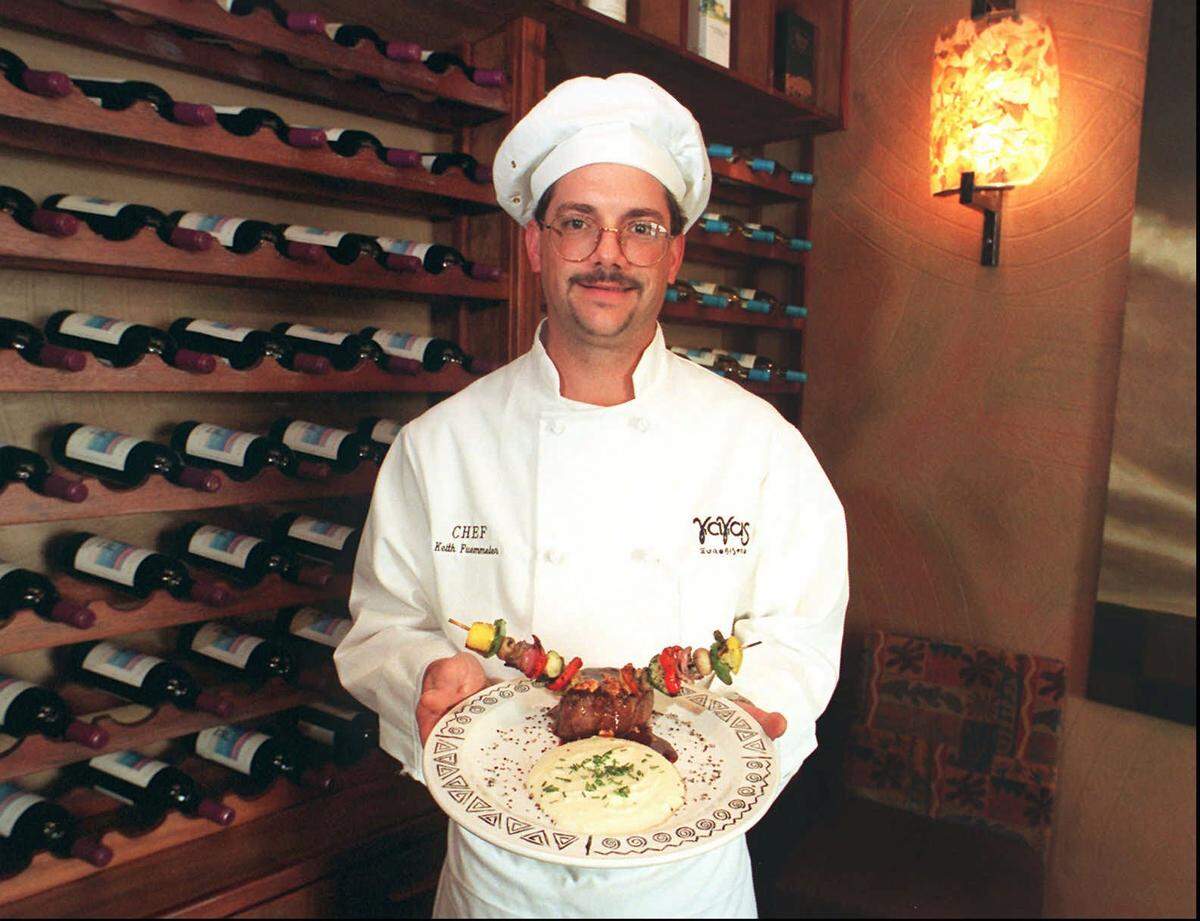 Keith Fuemmeler was YaYa EuroBistro’s executive chef in its early days. He’s pictured here in 1996 with one of the dishes: beef tenderloin with mashed potatoes